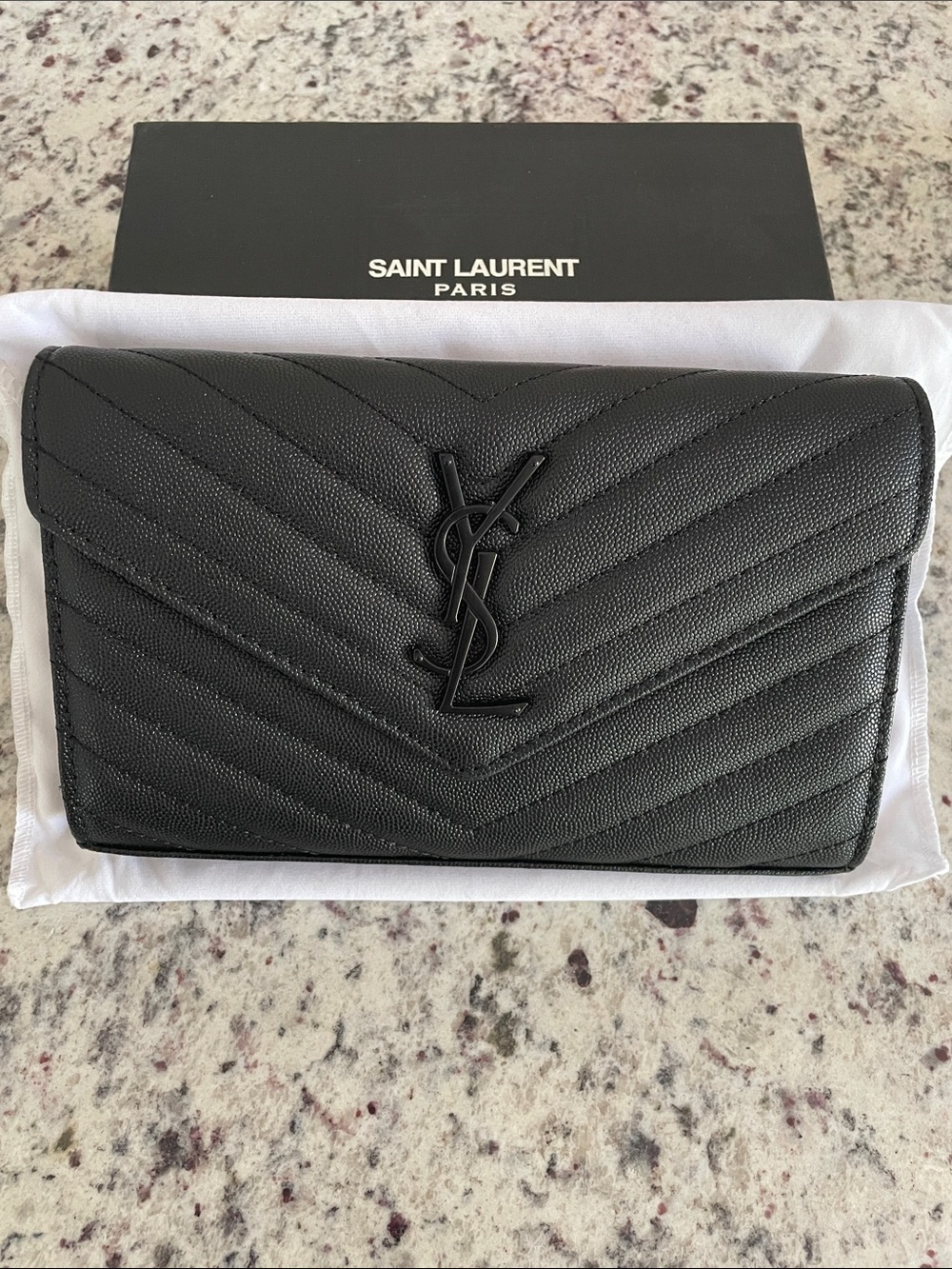Saint Laurent Bag with Black Logo and Box